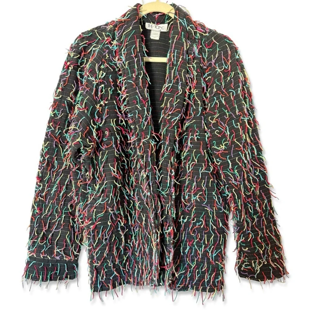 VINTAGE ICING Confetti Fringe Yarn Blazer Jacket